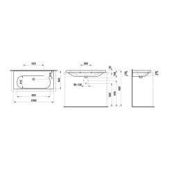 Laufen Lua - Lavabo de meuble 100x46 cm, sans trop-plein, sans trou de robinet, blanc H8160890001421