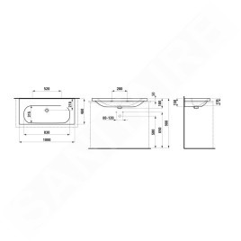 Laufen Lua - Lavabo de meuble 100x46 cm, sans trop-plein, sans trou pour robinet, LCC, blanc H8160894001421