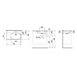 Laufen Lua - Lavabo de meuble 75x46 cm, avec trop-plein, 3 trous pour robinetterie, LCC, blanc H8170854001081