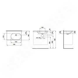 Laufen Lua - Lavabo de meuble 75x46 cm, sans trop-plein, sans trou pour robinet, blanc H8170850001121