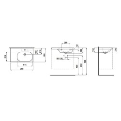 Laufen Lua - Lavabo de meuble 75x46 cm, sans trop-plein, 3 trous pour robinetterie, blanc H8170850001581
