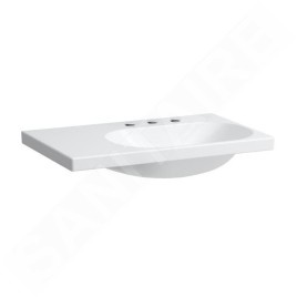 Laufen Lua - Lavabo de meuble 75x46 cm, sans trop-plein, 3 trous pour robinetterie, LCC, blanc H8170854001581