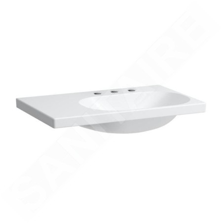 Laufen Lua - Lavabo de meuble 75x46 cm, sans trop-plein, 3 trous pour robinetterie, LCC, blanc H8170854001581