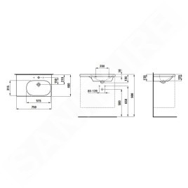 Laufen Lua - Lavabo de meuble 75x46 cm, sans trop-plein, 3 trous pour robinetterie, LCC, blanc H8170854001581