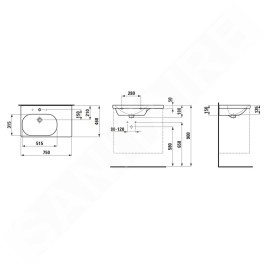 Laufen Lua - Lavabo de meuble 75x46 cm, avec trop-plein, trou pour robinet, LCC, blanc H8170864001041