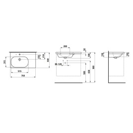 Laufen Lua - Lavabo de meuble 75x46 cm, sans trop-plein, 1 trou pour robinetterie, LCC, blanc H8170864001111