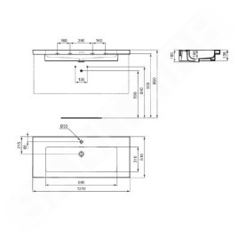 Ideal Standard Extra - Lavabo 51x121 cm, avec trop-plein, trou pour robinetterie, blanc T4370V1