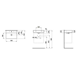 Laufen VAL - Lavabo, 55x42 cm, avec trop-plein, trou pour robinet, blanc H8102820001041