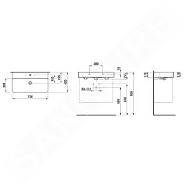 Laufen VAL - Lavabo, 75x42 cm, avec trop-plein, trou pour robinet, blanc H8102850001041