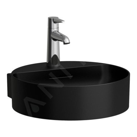 Laufen VAL - Lave-mains, 40x43 cm, avec trop-plein, trou pour robinet, noir mat H8112817161041