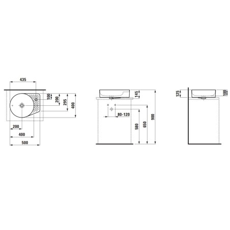 Laufen VAL - Lavabo 50x40 cm, avec trop-plein, trou pour robinetterie, blanc H8122810001041