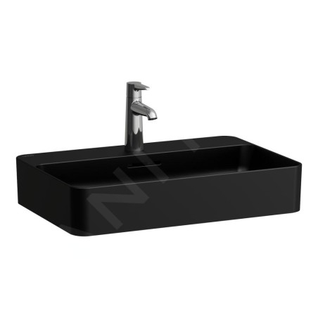 Laufen VAL - Lavabo, 76 x 47 cm, avec trop-plein, trou pour robinet, noir mat H8122857161041