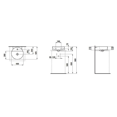 Laufen VAL - Lavabo, 40x43 cm, avec trop-plein, trou pour robinet, blanc H8132810001041