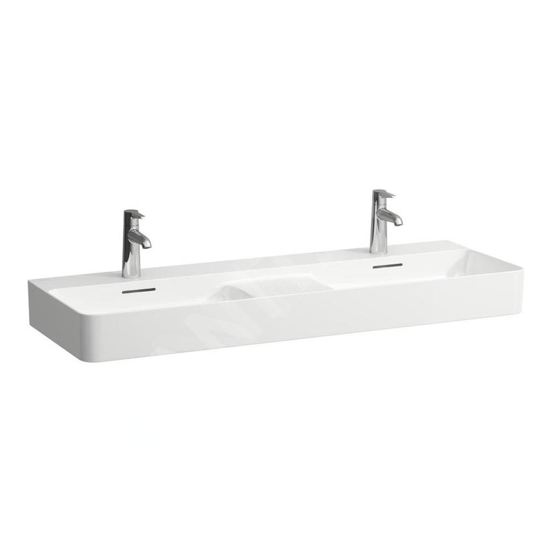 Laufen VAL - Double-lavabo, 120x42 cm, avec trop-plein, 2 trous pour robinetterie, LCC, blanc H8142824001041 Laufen VAL - Double-lavabo, 120x42 cm, avec trop-plein, 2 trous pour robinetterie, LCC, blanc H8142824001041