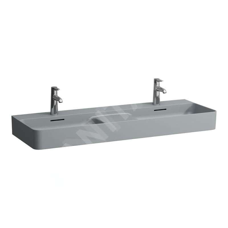 Laufen VAL - Double-lavabo, 120x42 cm, avec trop-plein, 2 trous pour robinetterie, graphite H8142827581041 Laufen VAL - Double-lavabo, 120x42 cm, avec trop-plein, 2 trous pour robinetterie, graphite H8142827581041