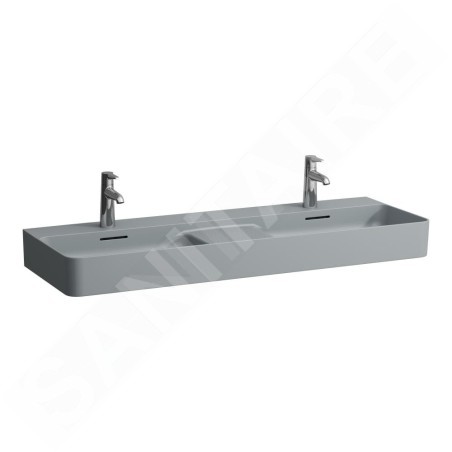 Laufen VAL - Double-lavabo, 120x42 cm, avec trop-plein, 2 trous pour robinetterie, graphite H8142827581041