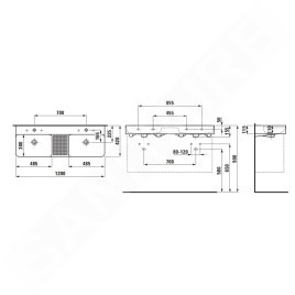 Laufen VAL - Double-lavabo, 120x42 cm, avec trop-plein, 2 trous pour robinetterie, graphite H8142827581041