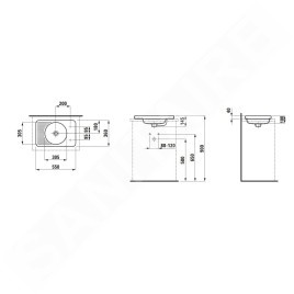 Laufen VAL - Lavabo pour meuble 55x36 cm, avec trop-plein, trou pour robinetterie, blanc H8172810001051
