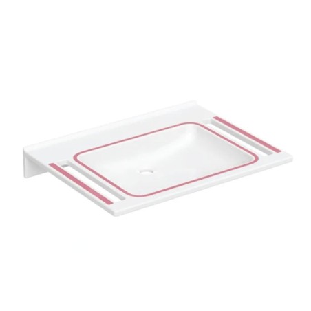 Geberit Publica - Lavabo sans obstacle, avec découpes, sans trop-plein, sans trou pour robinetterie, blanc alpin 500.666.01.4