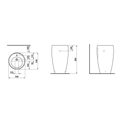 Laufen Il Bagno Alessi - Vasque sur pied 53x90x53 cm, trou pour robinet, noir mat H8119727161041
