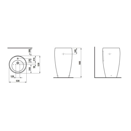 Laufen Il Bagno Alessi - Vasque sur pied 53x90x53 cm, trou pour robinet, noir mat H8119727161041