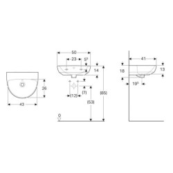 Geberit Selnova - Lave-mains 500x410 mm, sans trou pour mitigeur, avec trop-plein, blanc 500.294.01.7