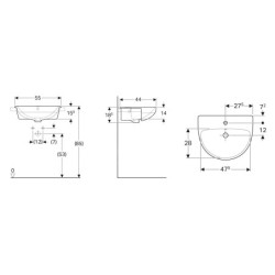 Geberit Selnova - Lavabo 550x440 mm, avec un trou de robinetterie, avec trop-plein, blanc 500.311.01.7