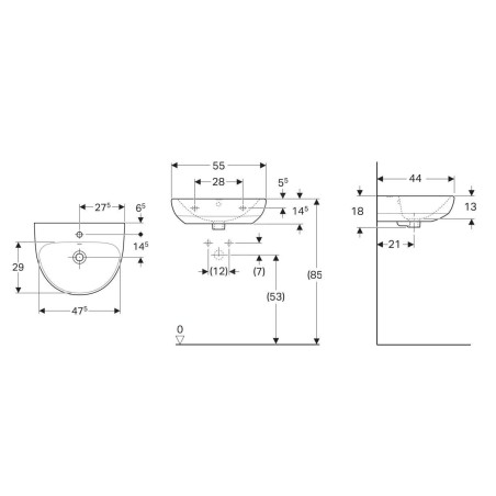 Geberit Selnova - Lavabo 550x440 mm, avec un trou de robinetterie, avec trop-plein, blanc 500.315.01.7