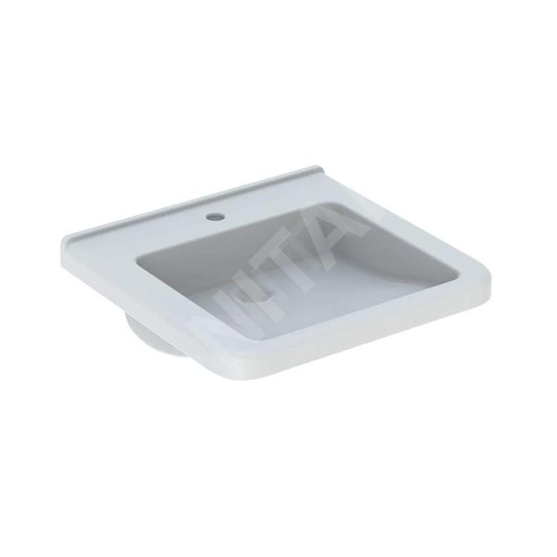 Geberit Selnova Comfort - Lavabo Square, 550x525 mm, pour personne à mobilité réduite, avec un trou de robinetterie, sans