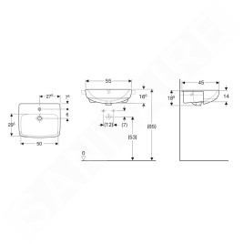 Geberit Selnova Square - Lavabo 550x440 mm, avec un trou de robinetterie, avec trop-plein, blanc 501.467.00.7