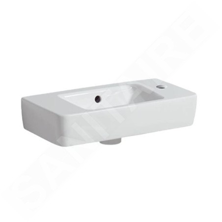 Geberit Selnova - Lave-mains 500x250 mm, avec un trou de robinetterie à droite, avec trop-plein, blanc 501.507.00.7