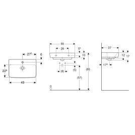 Geberit Selnova Compact - Lavabo 550x370 mm, avec un trou de robinetterie, avec trop-plein, blanc 501.509.00.7
