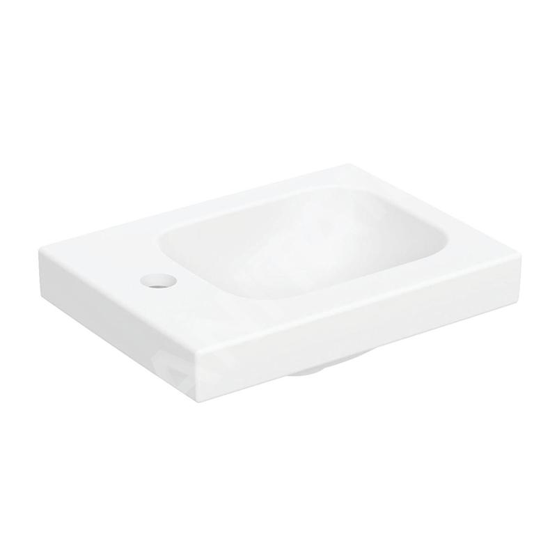 Geberit iCon - Lave-mains 38x28 cm, sans trop-plein, trou de robinetterie à gauche, blanc mat 501.831.JT.1
