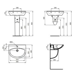 Ideal Standard Alpha - Lavabo, 60x46 cm, avec trop-plein, trou pour robinet, blanc R027401