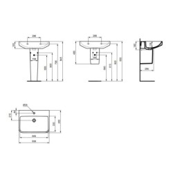 Ideal Standard i.Life B - Lavabo 65x48 cm, avec trop-plein, trou pour robinetterie, blanc T460601