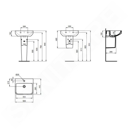 Ideal Standard i.Life B - Lavabo 50x44 cm, avec trop-plein, trou pour robinetterie, blanc T460901