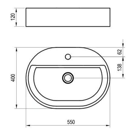 Ravak Ceramic - Vasque à poser sur plan, 55x40 mm, avec trop-plein, un trou pour robinetterie, blanc XJX01155003