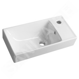Sapho Nuali - Lavabo 50x25 cm, avec trop-plein, trou pour robinet, droite, blanc TU0122