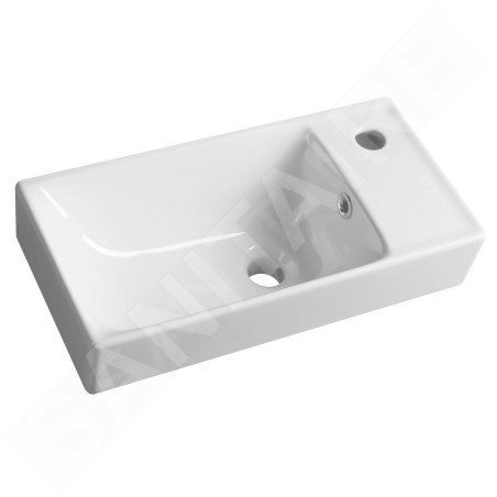 Sapho Nuali - Lavabo 50x25 cm, avec trop-plein, trou pour robinet, droite, blanc TU0122