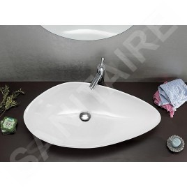 Sapho Ovali - Vasque à poser, 39x74 cm, sans trop-plein, blanc TU0713