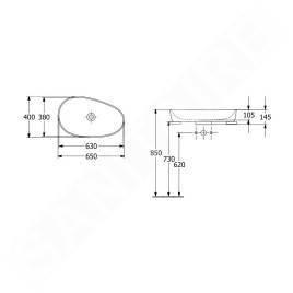 Villeroy & Boch Antao - Vasque à poser, 40x65 cm, CeramicPlus, Pure Black 4A7465R7