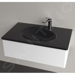 Villeroy & Boch Antao - Meuble-lavabo 80x50 cm, sans trop-plein, trou pour robinetterie, CeramicPlus, Pure Black 4A7581R7