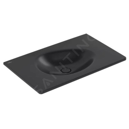 Villeroy & Boch Antao - Meuble lavabo 80x50 cm, sans trop-plein, sans trou de robinetterie, CeramicPlus, Pure Black 4A7583R7