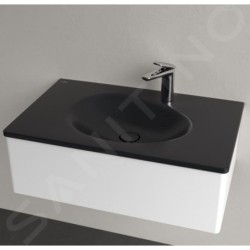 Villeroy & Boch Antao - Meuble lavabo 80x50 cm, avec trop-plein, trou pour robinetterie, CeramicPlus, Pure Black 4A7584R7