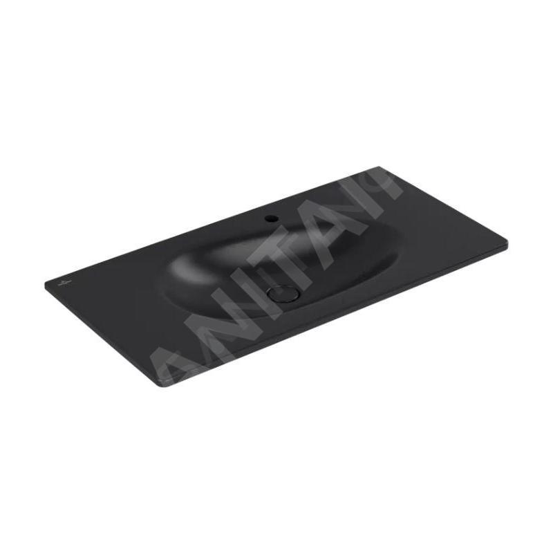 Villeroy & Boch Antao - Meuble lavabo 100x50 cm, sans trop-plein, trou de robinetterie, CeramicPlus, Pure Black 4A76A2R7 Villeroy & Boch Antao - Meuble lavabo 100x50 cm, sans trop-plein, trou de robinetterie, CeramicPlus, Pure Black 4A76A2R7