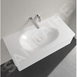 Villeroy & Boch Antao - Meuble lavabo 100x50 cm, sans trop-plein, sans trou de robinetterie, CeramicPlus, blanc alpin 4A76A3R1