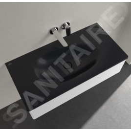 Villeroy & Boch Antao - Meuble lavabo 100x50 cm, sans trop-plein, sans trou de robinetterie, CeramicPlus, Pure Black 4A76A3R7