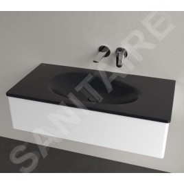 Villeroy & Boch Antao - Meuble lavabo 100x50 cm, sans trop-plein, sans trou de robinetterie, CeramicPlus, Pure Black 4A76A3R7