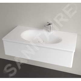 Villeroy & Boch Antao - Meuble lavabo 100x50 cm, avec trop-plein, trou de robinetterie, CeramicPlus, blanc alpin 4A76ABR1