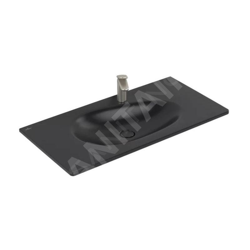 Villeroy & Boch Antao - Meuble lavabo 100x50 cm, avec trop-plein, trou de robinetterie, CeramicPlus, Pure Black 4A76ABR7 Villeroy & Boch Antao - Meuble lavabo 100x50 cm, avec trop-plein, trou de robinetterie, CeramicPlus, Pure Black 4A76ABR7